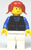 LEGO but034 Shirt with 3 Buttons - Blue, White Legs, Red Pigtails Hair (1064)