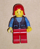 LEGO but038 Shirt with 3 Buttons - Blue, Red Legs, Red Female Hair