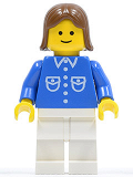 LEGO but040 Shirt with 6 Buttons - Blue, White Legs, Brown Female Hair