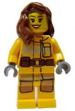 LEGO cty0337 Fire - Bright Light Orange Fire Suit with Utility Belt, Reddish Brown Female Hair over Shoulder