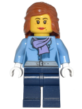 LEGO cty0443 Medium Blue Jacket with Light Purple Scarf, Dark Blue Legs, Dark Orange Female Hair Mid-Length