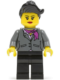 LEGO cty0445 Dark Bluish Gray Jacket with Magenta Scarf, Black Legs, Top Knot Bun