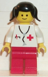 LEGO doc001 Doctor - Stethoscope, Red Legs, Black Pigtails Hair