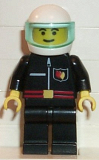 LEGO firec010 Fire - Flame Badge and Straight Line, Black Legs, White Helmet, Trans-Light Blue Visor