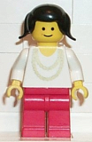 LEGO ncklc004 Necklace Gold - Red Legs, Black Pigtails Hair