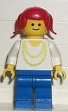 LEGO ncklc011 Necklace Gold - Blue Legs, Red Pigtails Hair