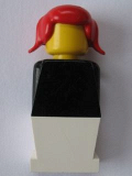 LEGO old050 Legoland Old Type - Black Torso, White Legs, Red Pigtails Hair