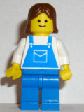 LEGO ovr018 Overalls Blue with Pocket, Blue Legs, Brown Female Hair