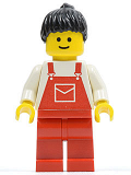 LEGO ovr026 Overalls Red with Pocket, Red Legs, Black Ponytail Hair