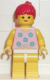 LEGO par006 Blue Flowers - Yellow Legs, Red Ponytail Hair