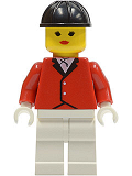 LEGO par012 Red Riding Jacket - White Legs, Black Construction Helmet