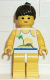 LEGO par022 Island with Palm and Sun - Yellow Legs, Black Ponytail Hair
