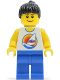 LEGO par063 Surfboard on Ocean - Blue Legs, Black Ponytail Hair