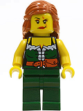 LEGO pi143 Pirate Female, Dark Green Legs, Scar over Left Eye