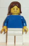 LEGO pln062 Plain Blue Torso with Blue Arms, White Legs, Brown Female Hair