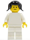 LEGO pln099 Plain White Torso with White Arms, White Legs, Black Pigtails Hair