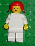 LEGO pln103 Plain White Torso, White Hips and Legs, Red Pigtails Hair (Homemaker Child, set 261-1)