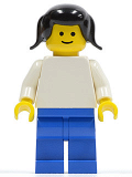 LEGO pln107 Plain White Torso with White Arms, Blue Legs, Black Pigtails Hair