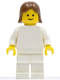 LEGO pln142 Plain White Torso with White Arms, White Legs, Brown Female Hair