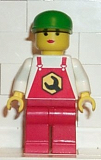 LEGO rep002 Repair - Overalls Red with Wrench Pattern, Red Legs, Green Cap, Female