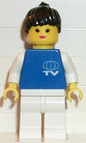 LEGO trn017 TV Logo Small Pattern, White Legs, Black Ponytail Hair