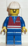 LEGO trn054 Red Vest and Zipper - Blue Legs, White Construction Helmet, Moustache