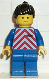 LEGO trn071 Red & White Stripes - Blue Legs, Black Ponytail Hair