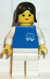 LEGO tv001 TV Logo Small Pattern, White Legs, Black Female Hair