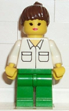 LEGO twn014 Shirt with 2 Pockets, Green Legs, Brown Ponytail Hair