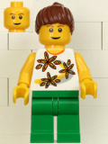LEGO twn064 Yellow Flowers - Reddish Brown Ponytail Hair, Green Legs