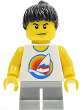 LEGO twn087 Surfboard on Ocean - Light Bluish Gray Short Legs, Black Ponytail Hair (10196)