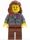 LEGO twn196 Dark Bluish Gray Jacket with Magenta Scarf, Dark Tan Legs, Reddish Brown Female Hair over Shoulder (4000008)