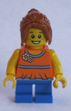 LEGO twn238 Girl, Blue Short Legs, Dark Orange Hair Ponytail Long with Side Bangs (10247)